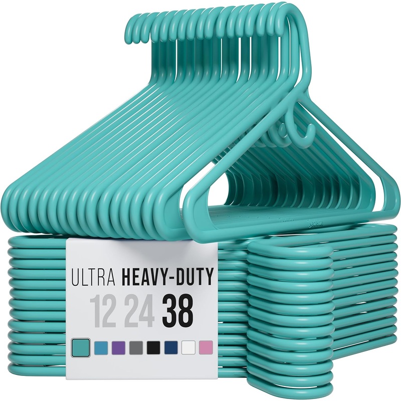 Ultra Heavy Duty Plastic Clothes Hangers – Aqua – Durable Coat, Suit and Clothes Hanger. Perchas De Ropa (38 Pack – Aqua) | Bigbigmart.com