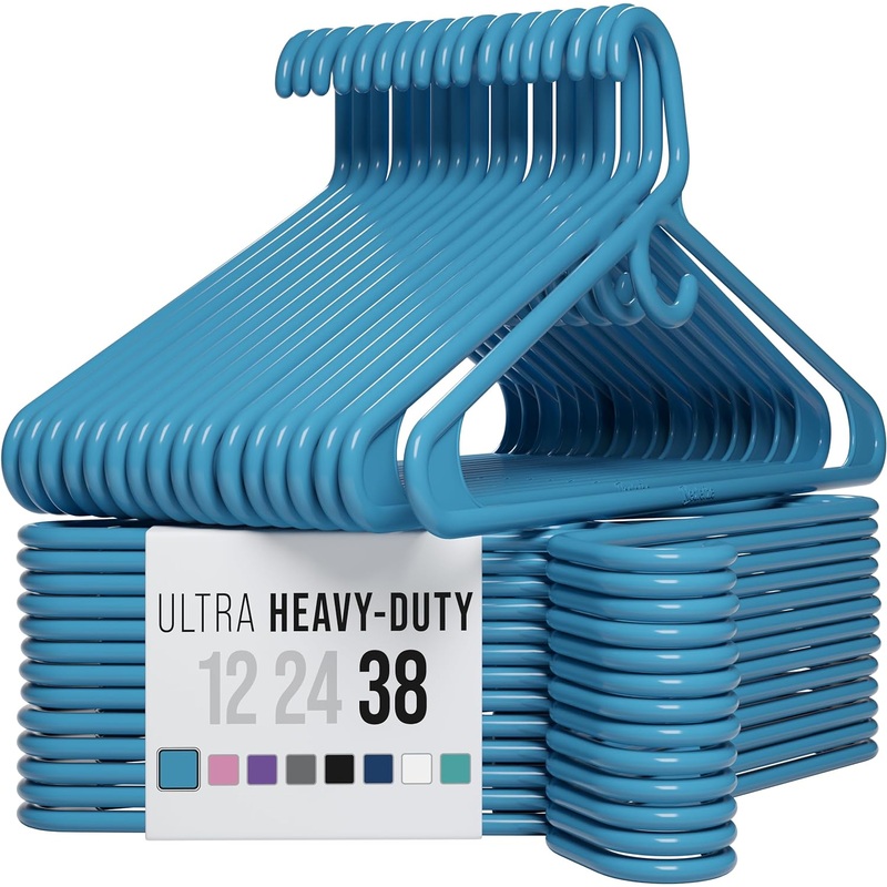 Ultra Heavy Duty Plastic Clothes Hangers – Blue – Durable Coat, Suit and Clothes Hanger. Perchas De Ropa (38 Pack – Blue) | Bigbigmart.com