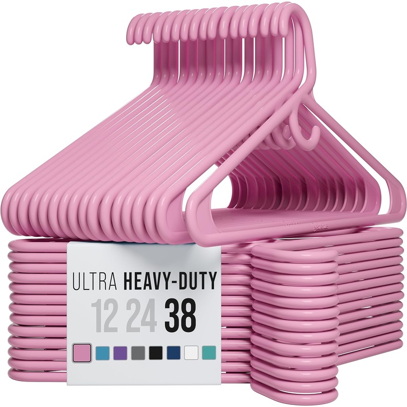 Ultra Heavy Duty Plastic Clothes Hangers – Pink – Durable Coat, Suit and Clothes Hanger. Perchas De Ropa (38 Pack – Pink) | Bigbigmart.com