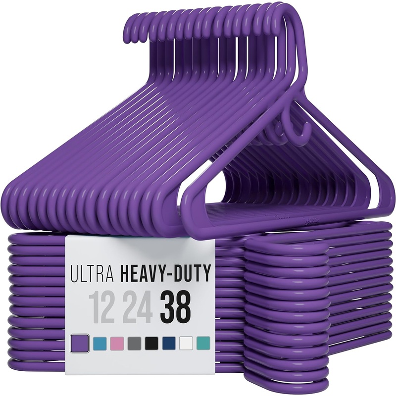 Ultra Heavy Duty Plastic Clothes Hangers – Purple – Durable Coat, Suit and Clothes Hanger. Perchas De Ropa (38 Pack – Purple) | Bigbigmart.com