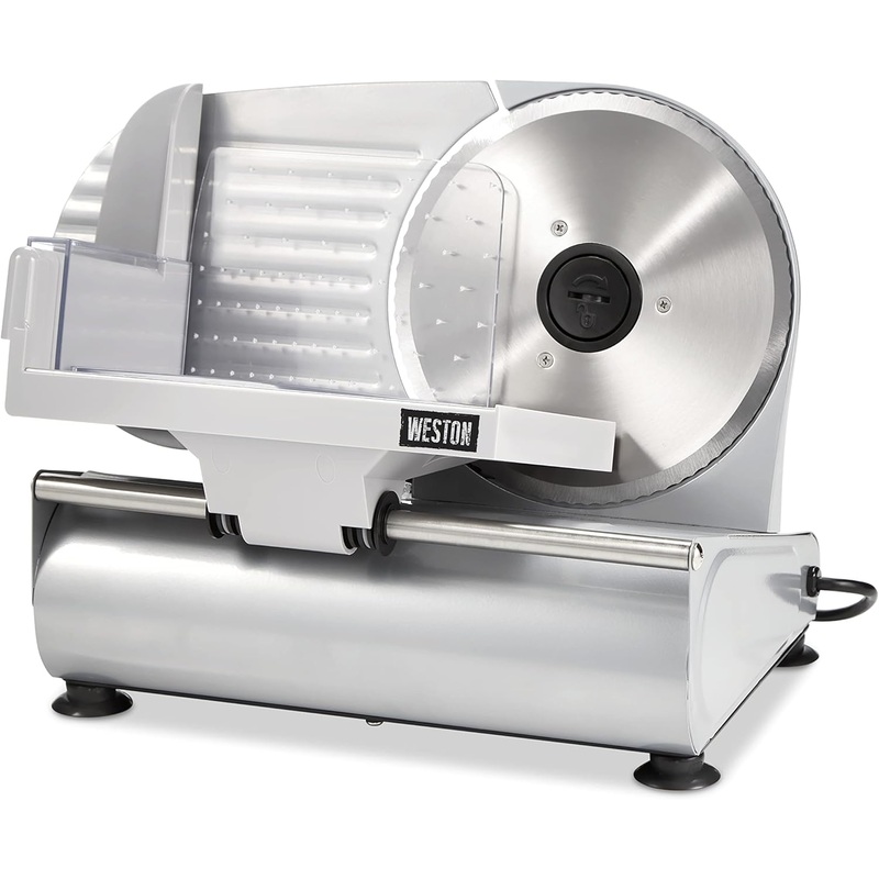 Weston Electric Meat Cutting Machine, Deli & Food Slicer, Adjustable Slice Thickness, Non-Slip Suction Feet, Removable 7.5 Stainless Steel Blade, Easy to Clean (61-0750-W) | Bigbigmart.com