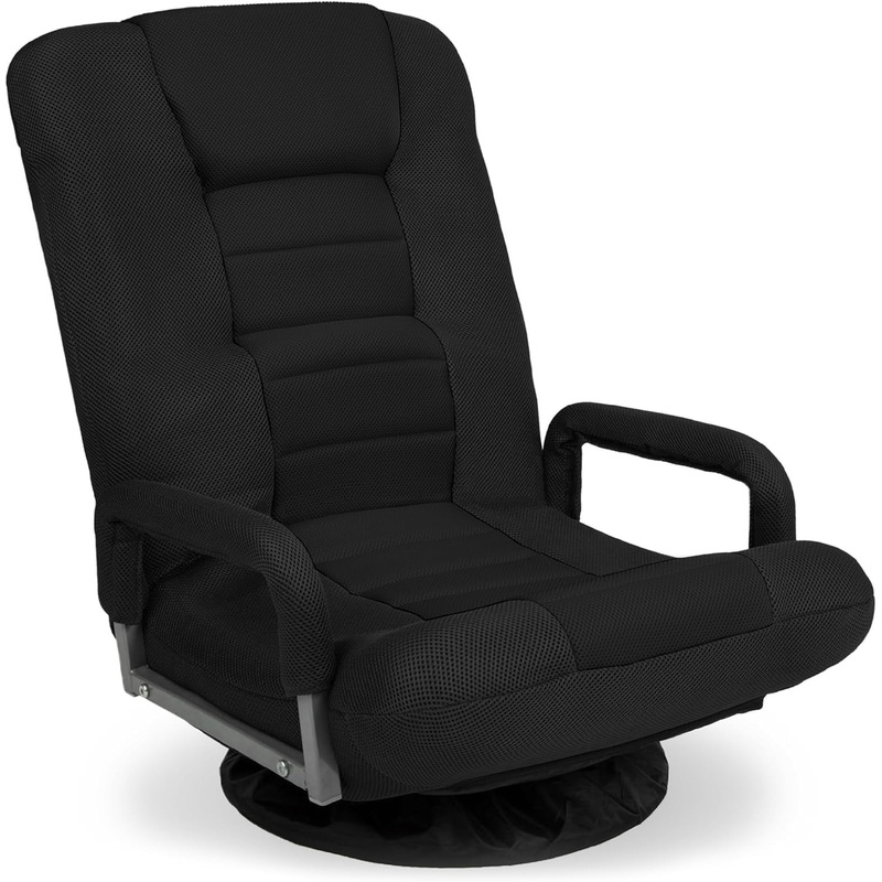 Best Choice Products Swivel Gaming Chair 360 Degree Multipurpose Floor Chair Rocker for TV, Reading, Playing Video Games w/Lumbar Support, Armrest Handles, Adjustable Backrest – Black/Black | Bigbigmart.com