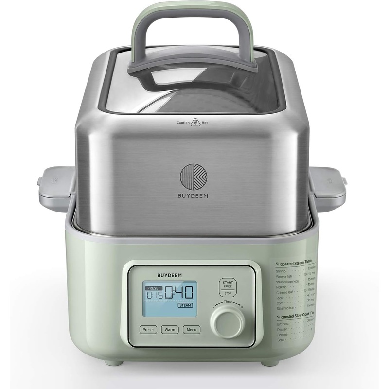 BUYDEEM G553 5-Quart Electric Food Steamer for Cooking, One Touch Vegetable Steamer, Digital Multifunctional Steamer, Quick Steam in 60s, Stainless Steel Steamer Tray, No Stew Pots Included | Bigbigmart.com