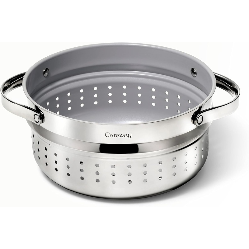 Caraway Steamer – Stainless Steel Steamer with Handles – Non Stick, Non Toxic Coating – Steam Veggies, Seafood, and More – Compatible With Our Dutch Oven or Sauce Pan – Large | Bigbigmart.com