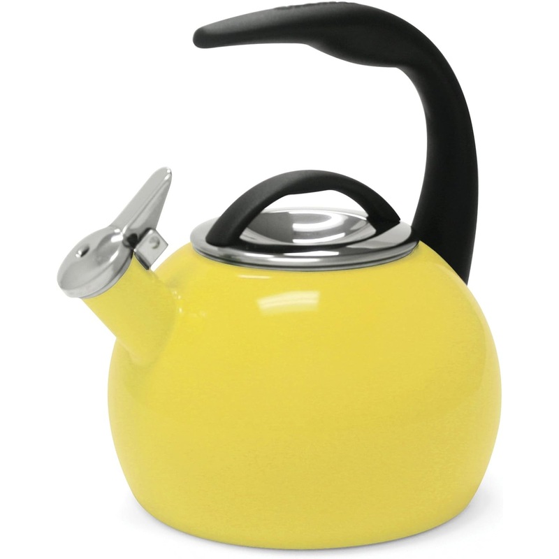 Chantal 40th Anniversary 2-Quart Enamel on Steel Teakettle, Canary Yellow | Bigbigmart.com