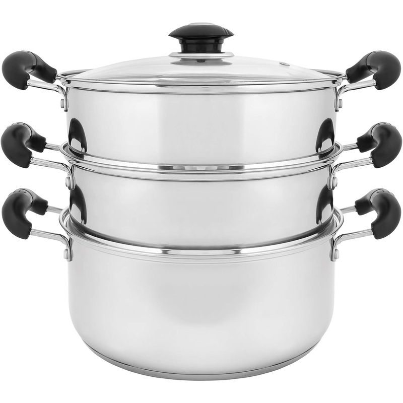 CONCORD 10 Stainless Steel 3 Tier Steamer Steaming Pot Cookware 24 CM (Induction Compatible) | Bigbigmart.com