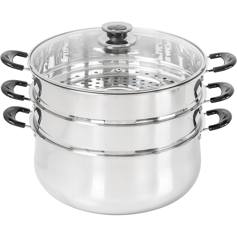 Concord 30 CM Stainless Steel 3 Tier Steamer Pot Steaming Cookware – Triply Bottom | Bigbigmart.com