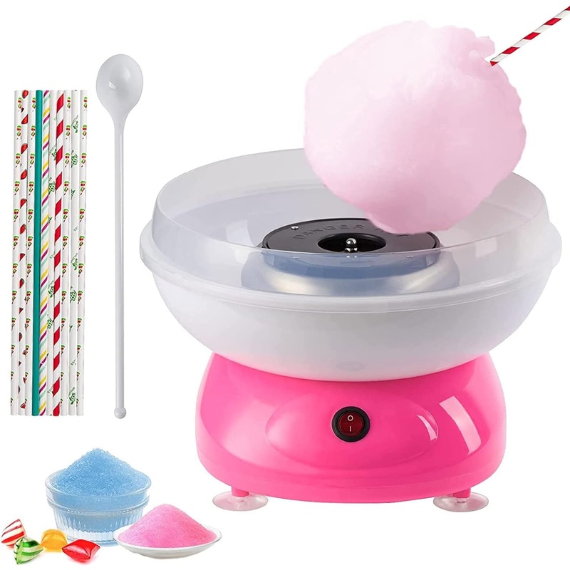 Cotton Candy Machine – 500W Portable with Large Splash-Proof Plate, Efficient Electric Heating Cotton Candy Machine Maker with 10 Marshmallow Sticks & Sugar Scoop for Kids Gift Birthday Party | Bigbigmart.com