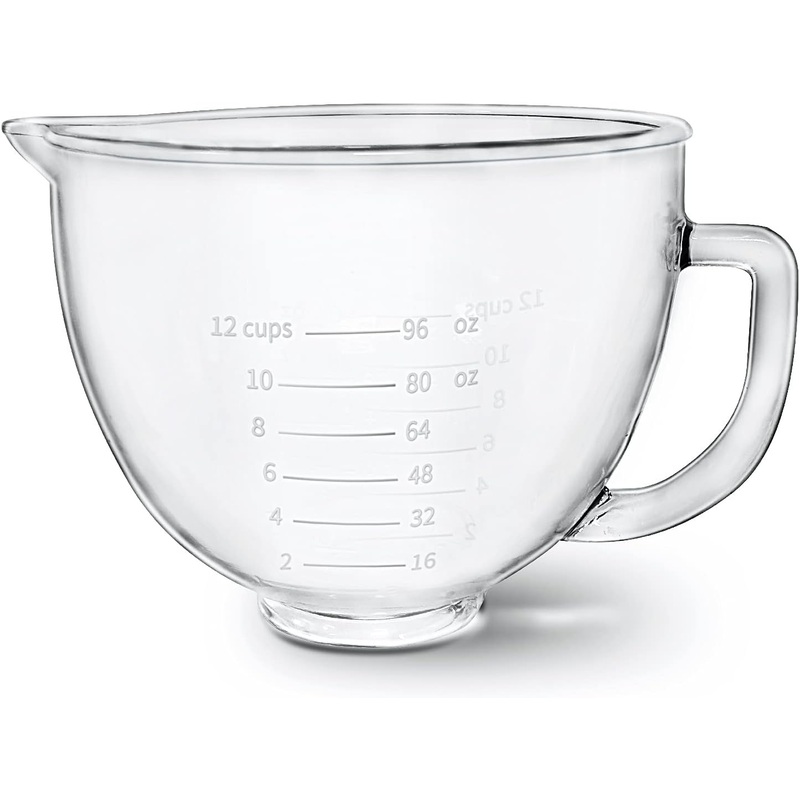 Glass Bowl Compatible With KITCHENAID 4.5/5 QT Tilt-Head Stand Mixer,with Measurement Markings,Allows Placing it in the Microwave and Refrigeratr | Bigbigmart.com