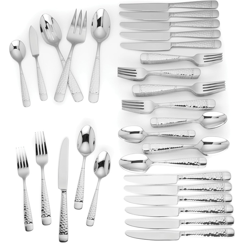 Lenox Eastwood 65-Piece Flatware Set, 12.45 LB, Metallic | Bigbigmart.com