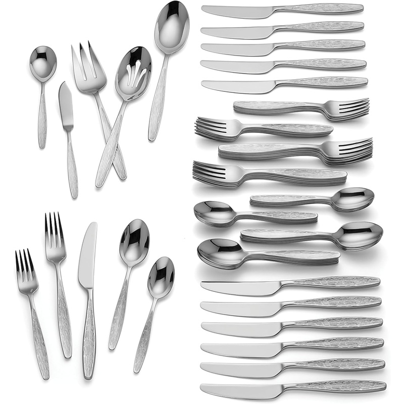 Lenox Emerick 65-Piece Flatware Set, 9.70 LB, Metallic | Bigbigmart.com