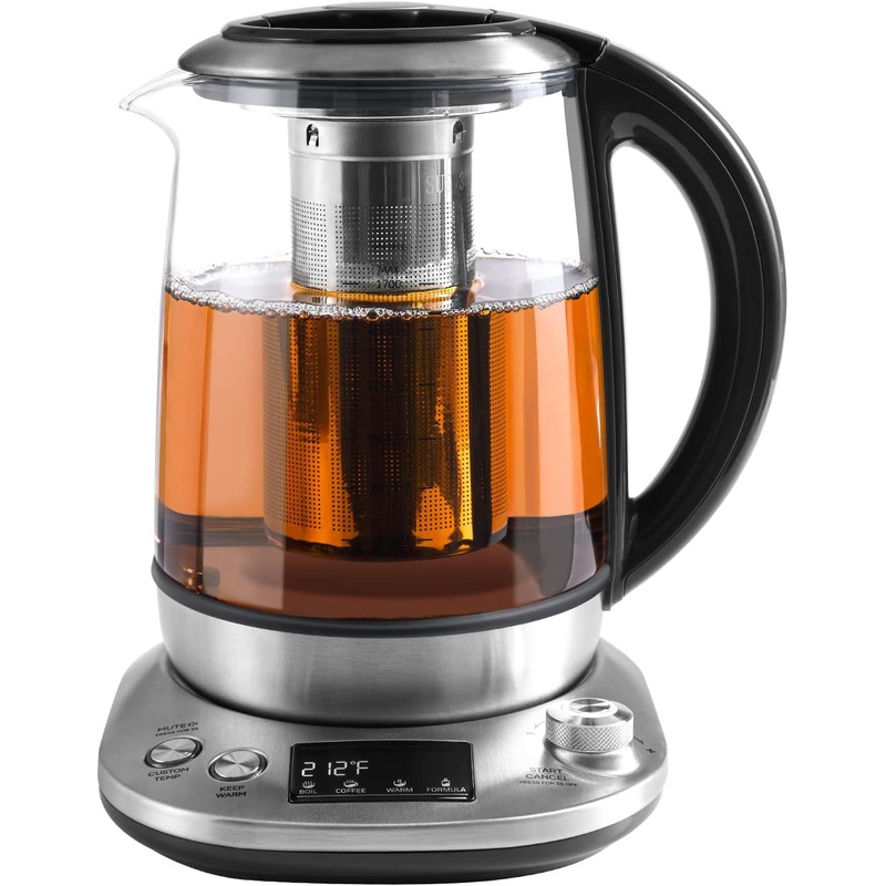 Mecity Tea Kettle Electric Tea Pot with Removable Infuser, 9 Preset Brewing Programs Tea Maker with Temprature Control, 2 Hours keep Warm, Borosilicate Glass 1.7 Liter Electric Kettles, 1200W | Bigbigmart.com