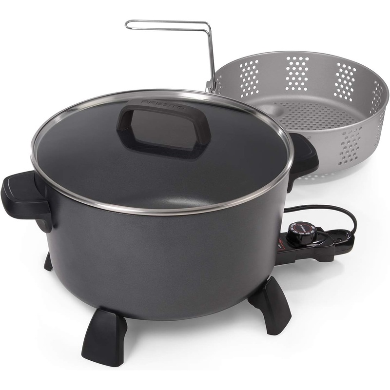 National Presto 10-Quart Kitchen Kettle XL Multi-Cooker, Steamer, Black Deep-Fryer | Bigbigmart.com