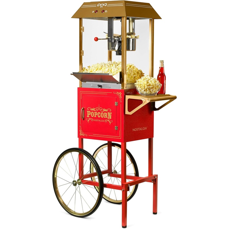 Nostalgia Popcorn Maker Machine – Professional Cart With 10 Oz Kettle Makes Up to 40 Cups – Vintage Popcorn Machine Movie Theater Style – Red | Bigbigmart.com