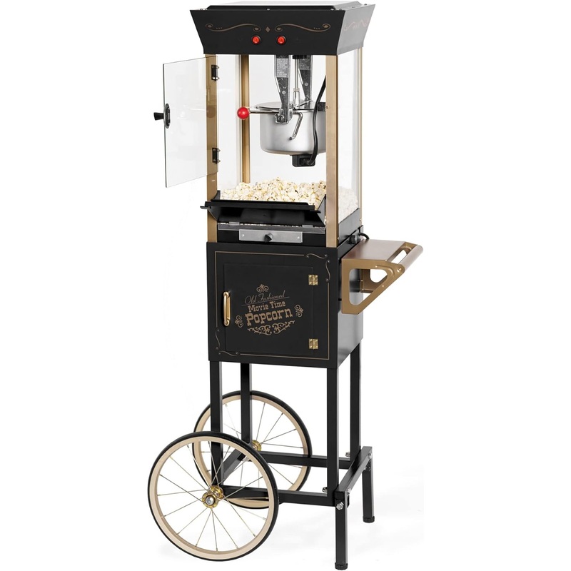 Nostalgia Popcorn Maker Machine – Professional Cart With 8 Oz Kettle Makes Up to 32 Cups – Vintage Popcorn Machine Movie Theater Style