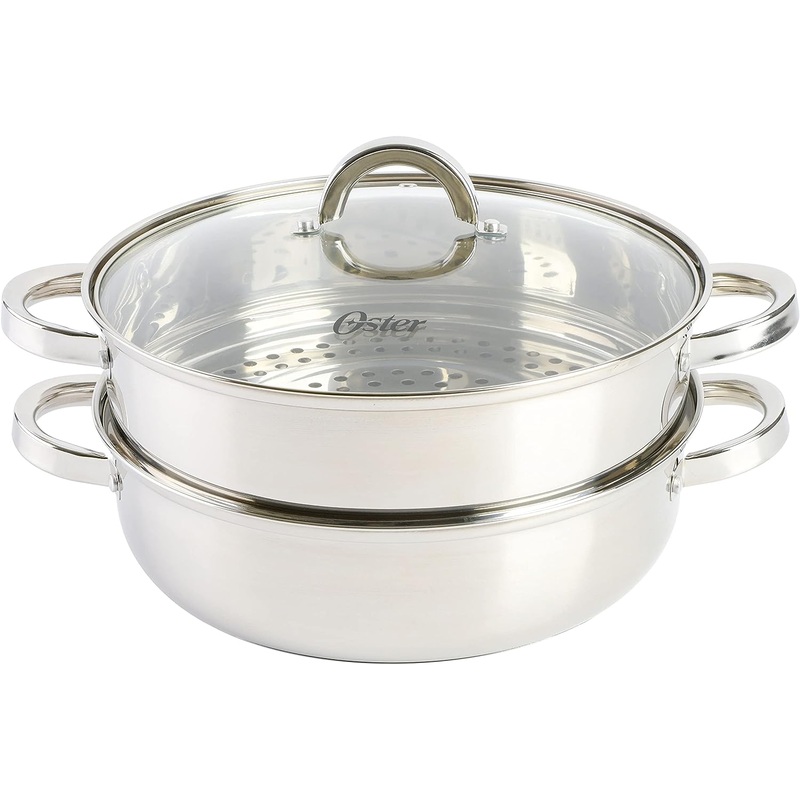 Oster Sangerfield Stainless Steel Cookware 11-Inch Everyday Pan w/Steamer and Lid | Bigbigmart.com