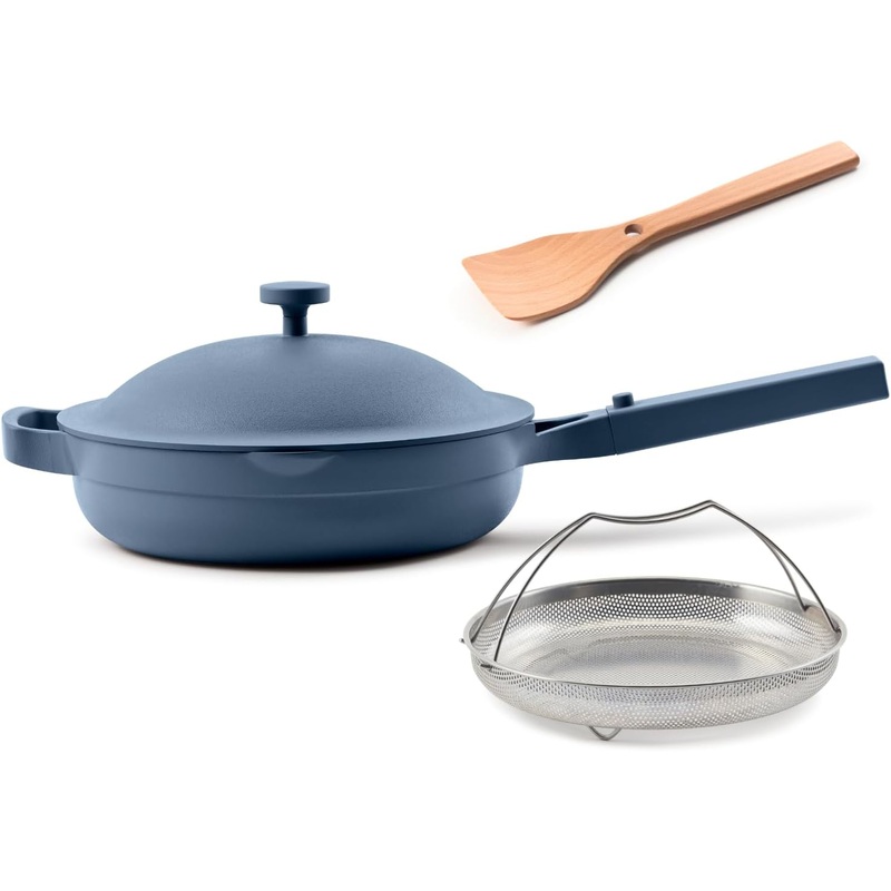 Our Place 10.5-Inch Ceramic Nonstick Skillet Pan, Toxin-Free with Stainless Steel Handle, Oven Safe – Blue Salt | Bigbigmart.com