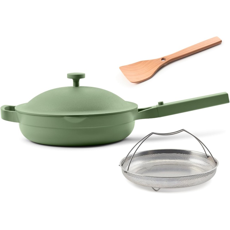 Our Place 10.5-Inch Ceramic Nonstick Skillet Pan, Toxin-Free with Stainless Steel Handle, Oven Safe – Sage | Bigbigmart.com