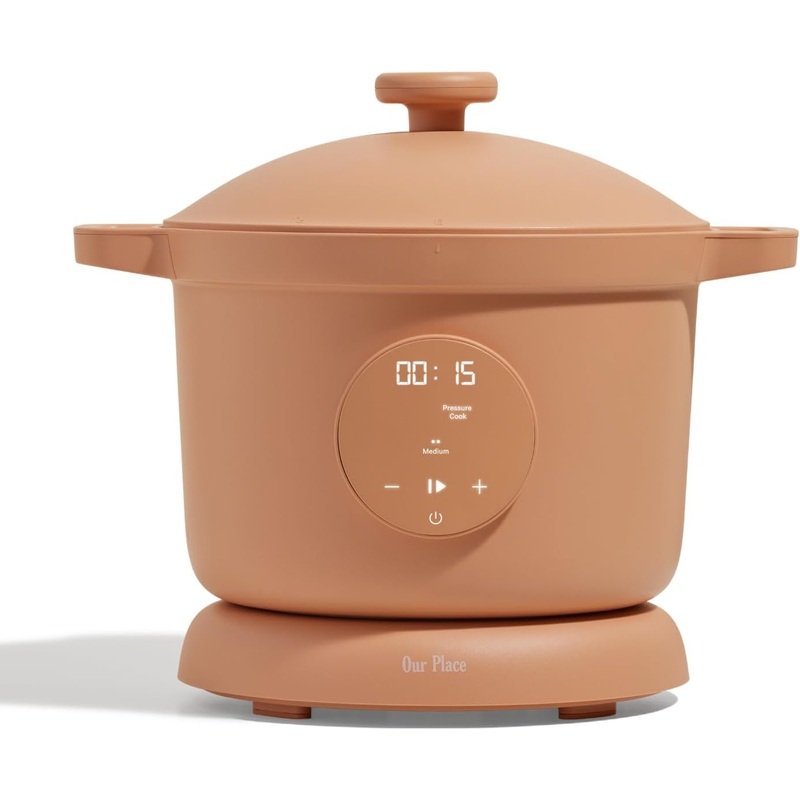 Our Place Dream Cooker | 6-quart Multicooker | 4 Versatile Modes | Pressure Cook, Slow Cook, Sear & Saute, Keep Warm | Hands-Free Steam Release | Tailored Control Panel | Blue Salt | Bigbigmart.com