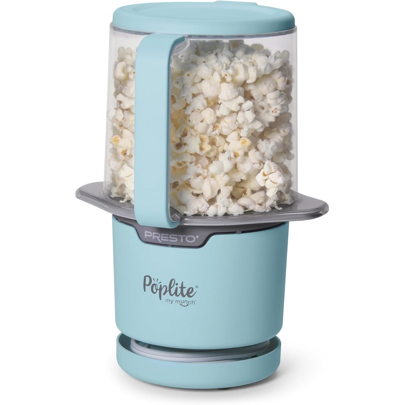 Presto 04811 PopLite My Munch Hot Air Popcorn Popper – Personal Sized, Built-In Serving Bowl, Compact Design, 8 Cups, Blue | Bigbigmart.com