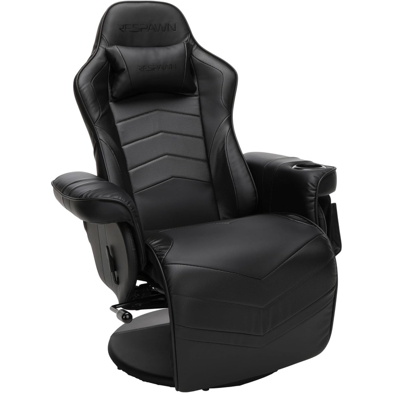 RESPAWN 900 Gaming Recliner – Video Games Console Recliner Chair, Computer Recliner, Adjustable Leg Rest and Recline, Recliner with Cupholder, Reclining Gaming Chair with Footrest – Black | Bigbigmart.com