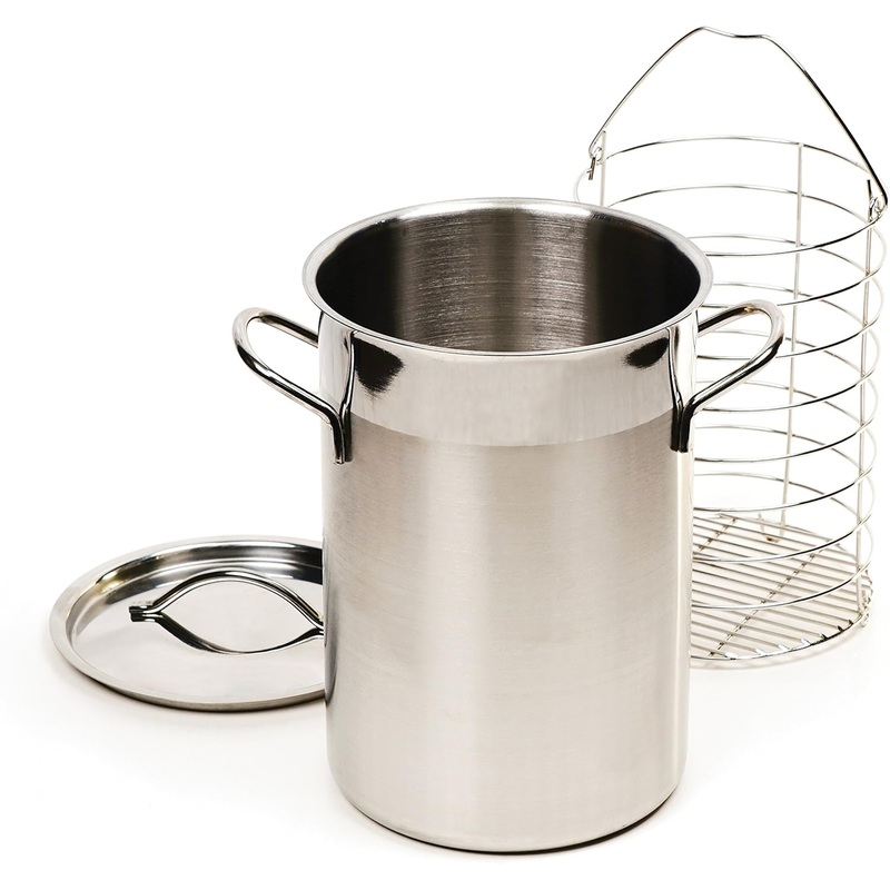 RSVP International Endurance Kitchen Cookware Collection Stainless Steel Asparagus Steamer & Lid with Chromed Steel Basket Insert, 3 Quart Capacity, 5.5 Diameter | Bigbigmart.com