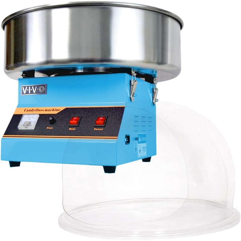 VIVO Blue Electric Commercial Cotton Candy Machine/Candy Floss Maker with Bubble Shield CANDY-KIT-1B | Bigbigmart.com