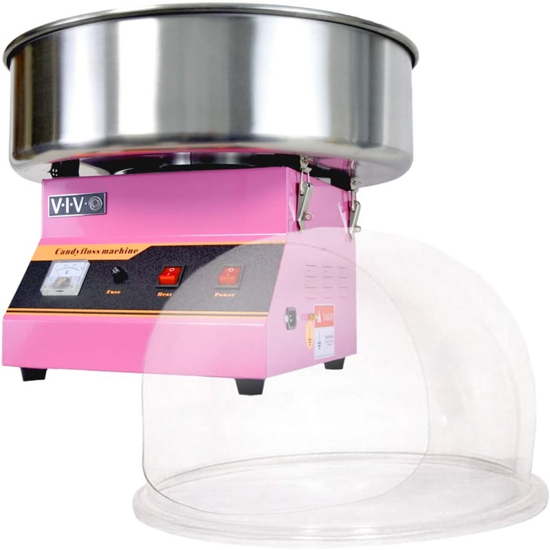 VIVO Pink Electric Commercial Cotton Candy Machine/Candy Floss Maker with Bubble Shield CANDY-KIT-1 | Bigbigmart.com