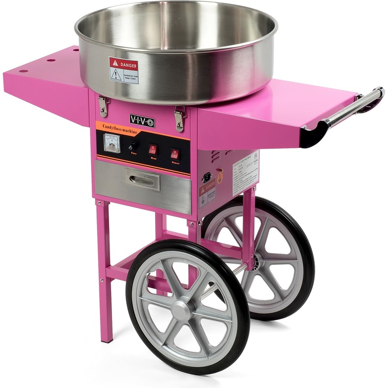 VIVO Pink Electric Commercial Cotton Candy Machine, Candy Floss Maker with Cart CANDY-V002 | Bigbigmart.com