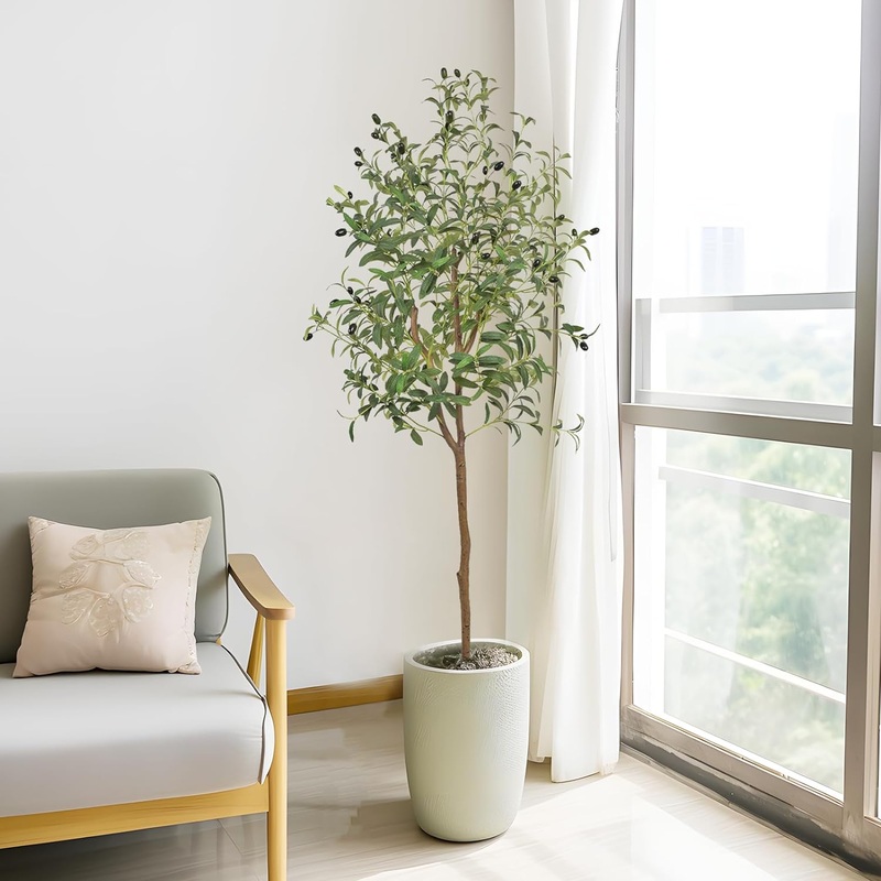 AnTing 5FT Artificial Olive Tree Faux Olive 792Leaves and 44Fruits with Pot for Home Decor Indoor Gift 1Pack | Bigbigmart.com
