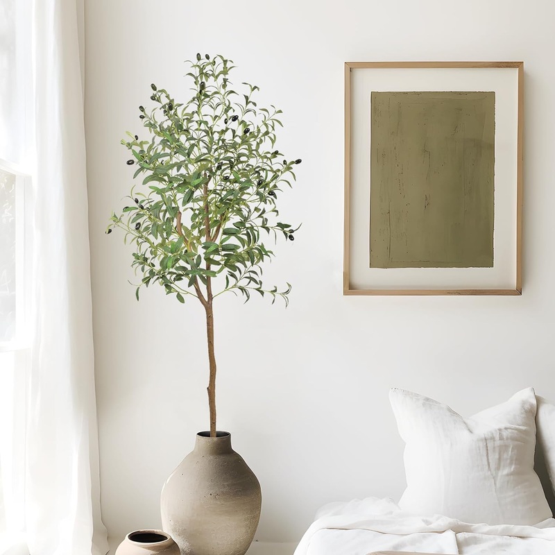 AnTing 5FT Artificial Olive Tree Faux Olive 792Leaves and 44Fruits with Pot for Home Decor Indoor Gift 2Pack | Bigbigmart.com