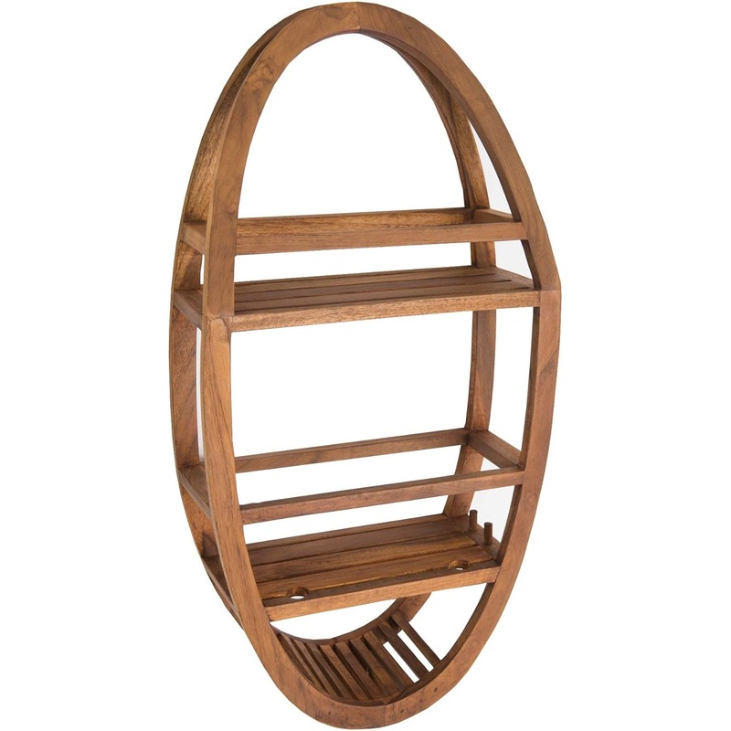 AquaTeak Patented Moa Oval Teak Shower Organizer | Bigbigmart.com