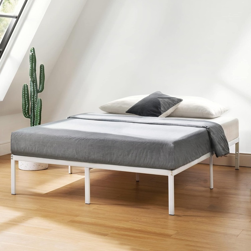 Best Price Mattress 14 Inch Metal Platform Bed Frame, Heavy Duty Steel Slats, White, Full (SPSC-14WH-F) | Bigbigmart.com