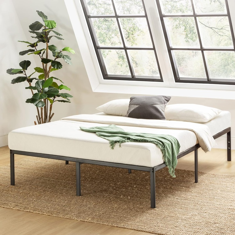 Best Price Mattress California King Metal Bed Frame in Black | Bigbigmart.com