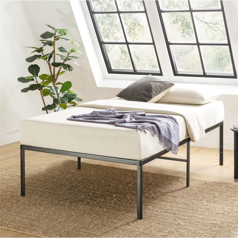 Best Price Mattress Twin 18 Inch Black Metal Platform Bed Frame | Bigbigmart.com
