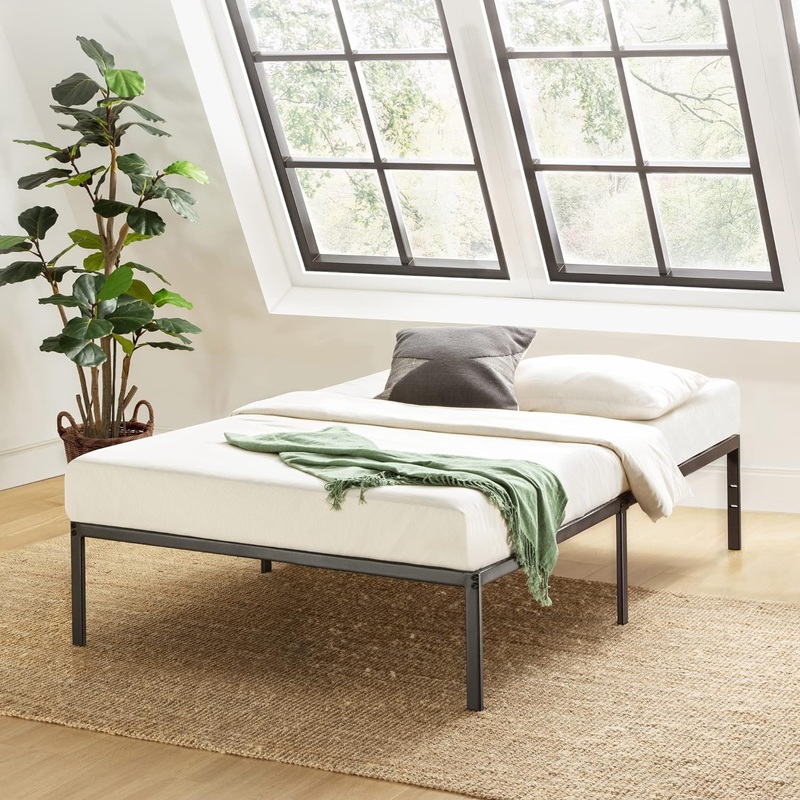 Best Price Mattress Twin XL 14 Inch Black Metal Platform Bed Frame | Bigbigmart.com