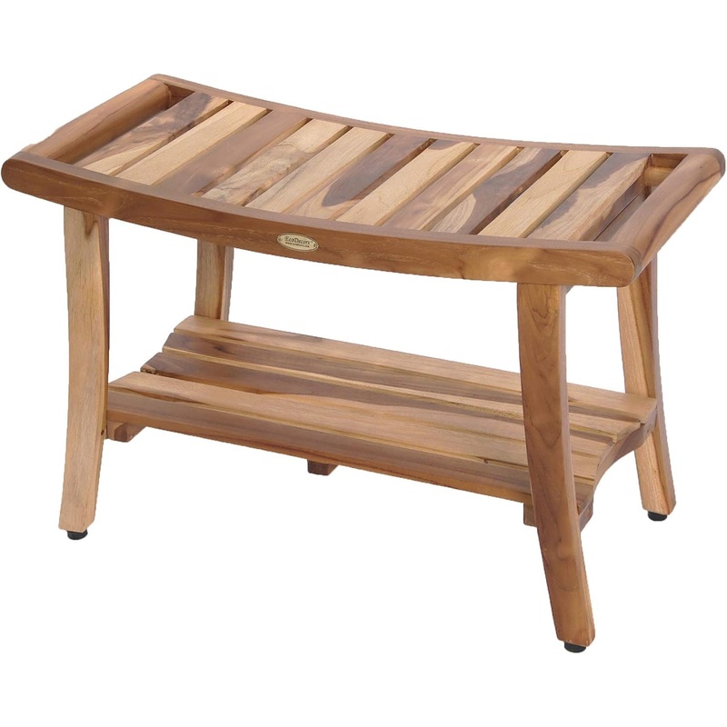 EcoDecors, 30, Harmony, Teak Shower Bench, Teak Shower Stool, Teak Bench for Shower, Teak Shower Seat, Teak Shower Bench for Inside Shower, Teak Shower Chair, Safety Arms, 30 inch | Bigbigmart.com