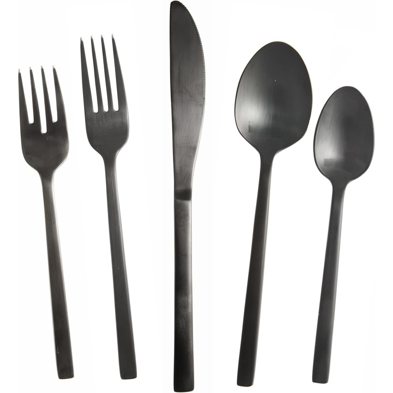Fortessa Arezzo 18/10 Stainless Steel Flatware, 5 Piece Place Setting, Service for 1, Brushed Black – 5PPS-1656B-05 | Bigbigmart.com