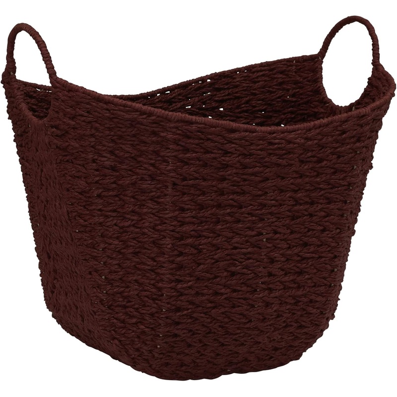 Household Essentials Paper Rope Basket with Handles, Natural Woven Woven Storage Basket, Great for Decoration or Organization, Red Paper Rope | Bigbigmart.com