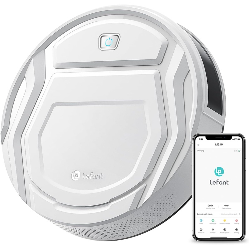 Lefant Robot Vacuum Cleaner, Strong Suction, 120 Mins Runtime, Slim, Low Noise, Automatic Self-Charging, Wi-Fi/App/Alexa Control, Ideal for Pet Hair Hard Floor and Daily Cleaning, M210 | Bigbigmart.com