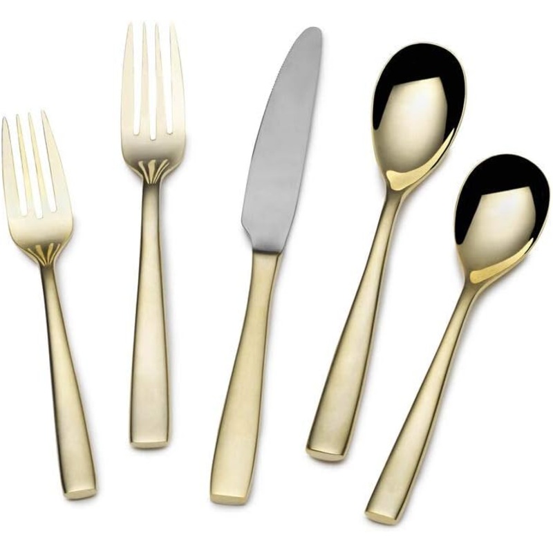 Mikasa Delano Gold Plated 20-Piece Stainless Steel Flatware Set, Service for 4 | Bigbigmart.com
