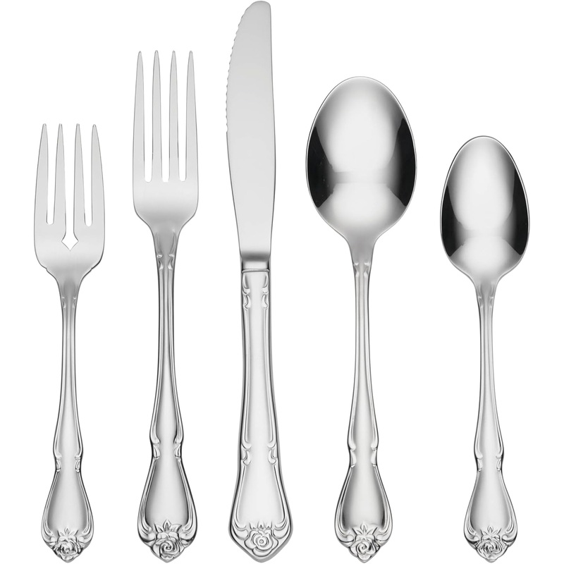 Oneida True Rose Piece Everyday Flatware Set, 20 Count, Metallic | Bigbigmart.com