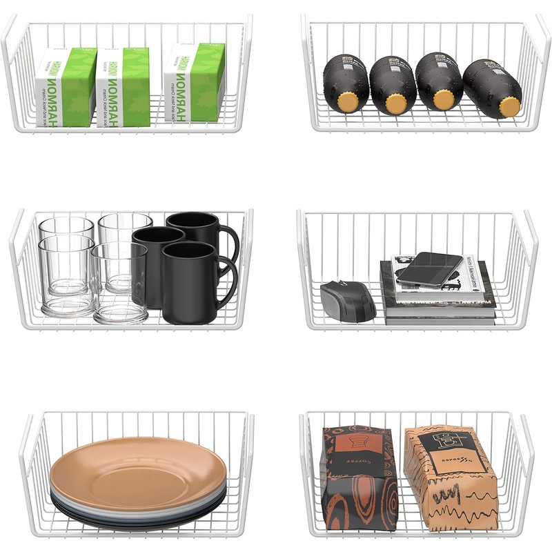 Simple Houseware 6PK Under Shelf Basket, White | Bigbigmart.com