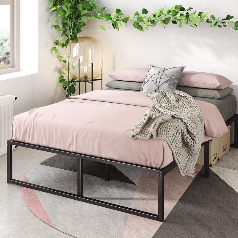 ZINUS Lorelai 14 Inch Metal Platform Bed Frame, Mattress Foundation with Steel Slat Support, No Box Spring Needed, Easy Assembly, Full, Black | Bigbigmart.com