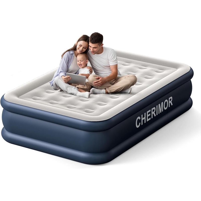 Air Mattress, 18 inch High Thicken Sturdy Full Size Inflatable Mattress with Built in Pump, Quickly Inflatable, Portable Blow up Mattress for Camping, Guests & Home, Air Bed with Carry Bag | Bigbigmart.com