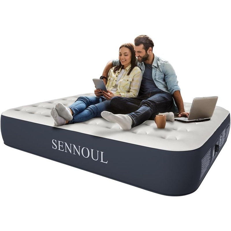 Air Mattress Queen with Built in Pump – Upgraded Blow Up Bed, 2 Mins Quick Self Inflatable, 13/650lbs Max, Strong Support, All Night No Lost Air, for Camping,Home,Guests & Portable Travel | Bigbigmart.com