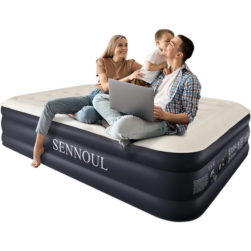 Air Mattress Queen with Built in Pump – Upgraded Blow Up Bed, 2 Mins Quick Self Inflatable with Double Air chamber, 16/650lbs Max, All Night No Lost Air, for Camping,Home,Portable Travel | Bigbigmart.com