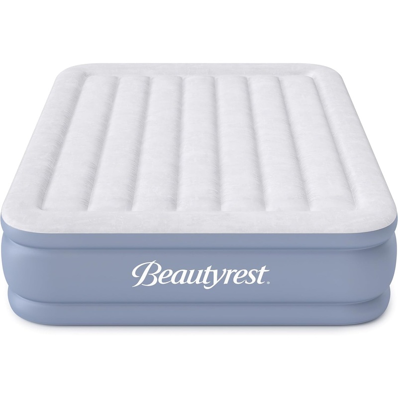Beautyrest Hi-Loft Inflatable Mattress: Raised-Profile Air Bed with External Pump, Full Blue | Bigbigmart.com