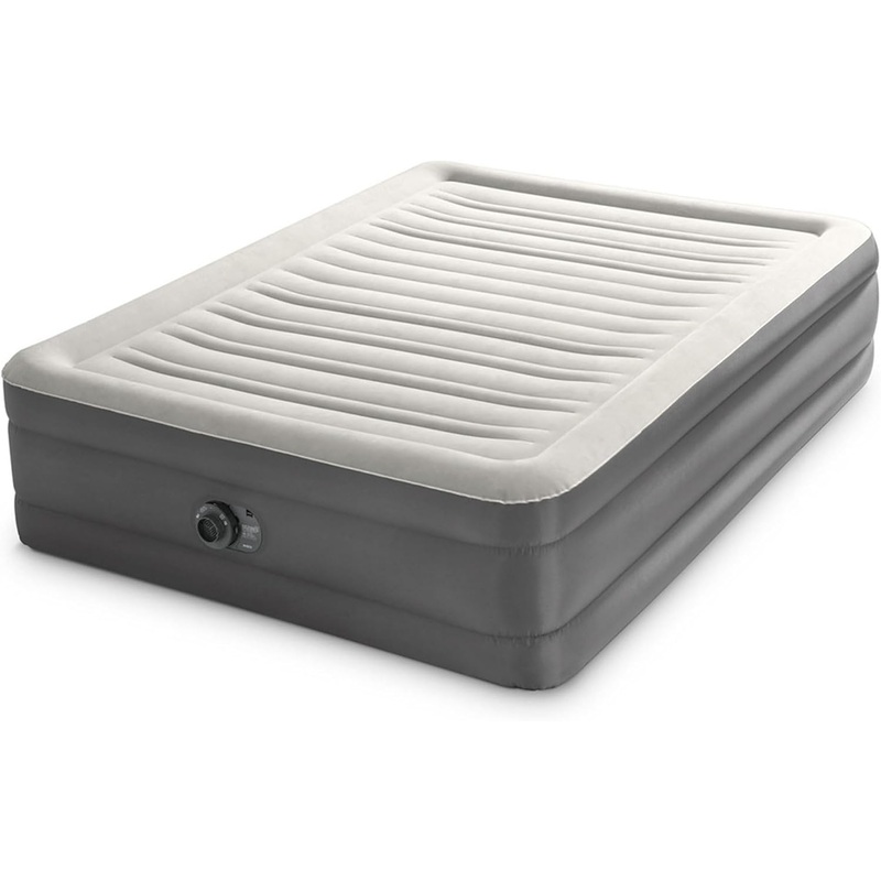 Intex 64095T TruAire Luxury Queen-Sized Air Mattress 18 Inch Tall Airbed with Built-in Air Pump and Carrying Storage Bag, Gray | Bigbigmart.com