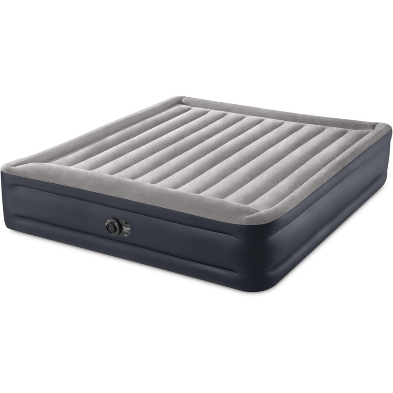 Intex Dura Beam Plus Deluxe Raised Pillow Inflatable Blow Up Portable Firm Air Mattress with Built-in Internal Air Pump, King-Sized Bed (2 Pack) | Bigbigmart.com